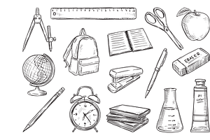Handdrawn School Supplies Collection, an Object Graphic by nikagraphic