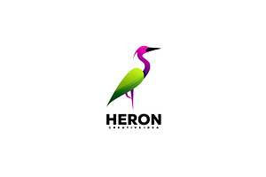 heron logo design gradient color, a Branding & Logo Template by OmerStudio