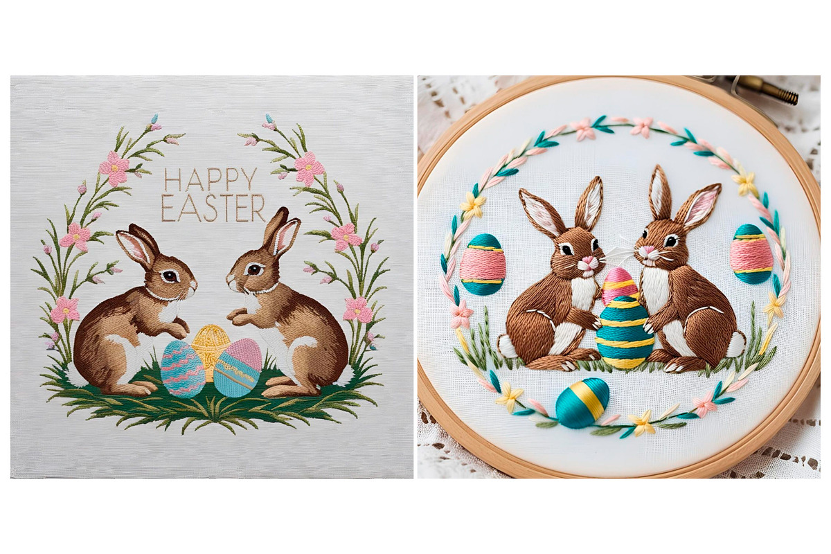 SET Easter idea Embossed Embroidery, a Background Graphic by IrySha (Photo 5 of 6)