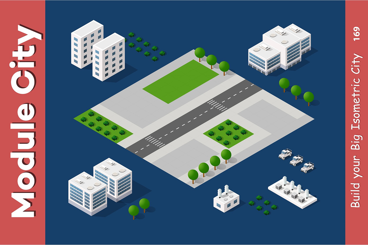 The isometric city with skyscraper, an Object Illustration by AlexZeL (Photo 1 of 4)