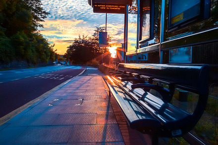 evening bus stop, Bristol, UK, a Transportation Photo by ariadna de raadt