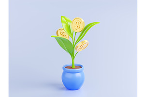 3D Illustration Of Green Sprout With