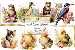 Vintage Easter Animal Clipart Bundle