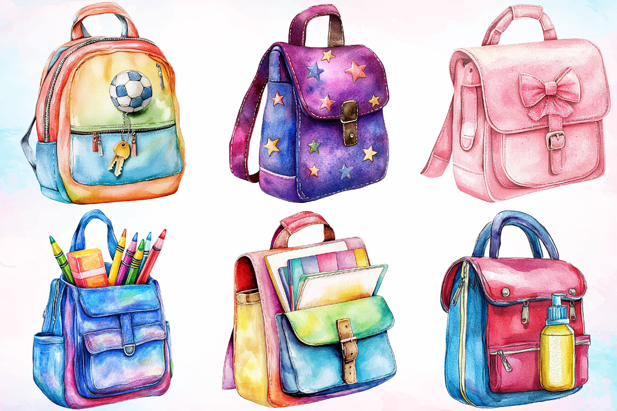Watercolor Back to School Bag PNG, a Seasonal Illustration by Canvas Craft (Photo 2 of 4)