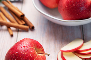 Fresh apples and cinnamon preparing for baking, a Food & Drink Photo by Olena Rudo
