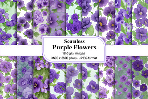 Purple Flowers Digital Papers