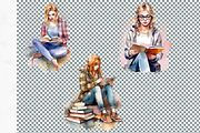 Watercolor Bookworm Clipart, a Person Illustration by Mash Mash Stickers (Thumbnail 8 of 9)