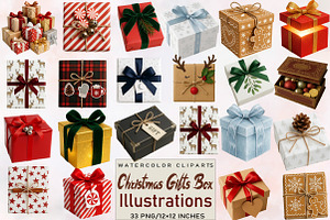Christmas Gifts Box Clipart Bundle., an Illustration by SVGArt