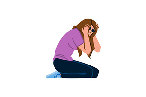 Young woman kneeling and, an Object Illustration by pikepicture