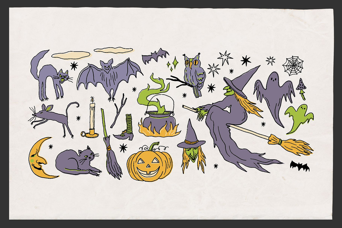 Vintage Hand Drawn Halloween, a Decorative Illustration by Barkova Nadya (Photo 2 of 6)