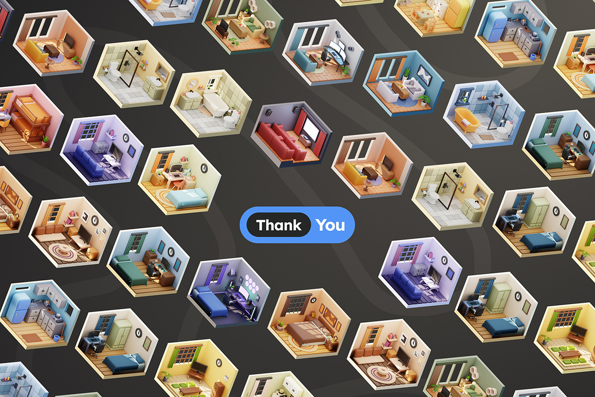 Isometric Room 3D Illustrations, an Architecture 3D Model by Rakata Studio (Photo 6 of 7)