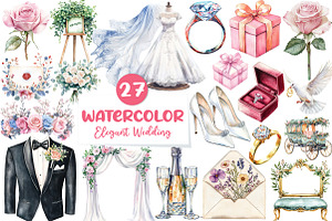 Elegant Wedding Sublimation Clipart, an Illustration by CreationArt