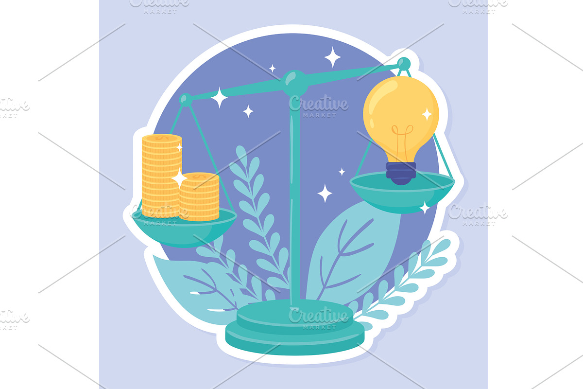 idea and money stack balance, an Object Illustration by studiogstock