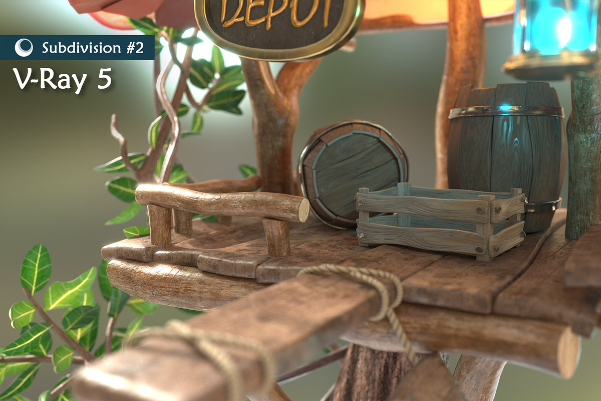 Subdivision&LowPoly fairy tree house, an Architecture 3D Model by Cute & 3D (Photo 2 of 28)