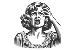 Woman Screaming in Shock and Fear, a Person Illustration by AlexArt
