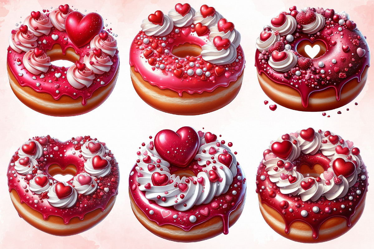 Valentine Donut Clipart, an Illustration by Libby Wishes (Photo 6 of 7)