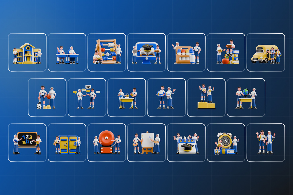 Kids Back to School 3D Character, a Characters & Person 3D Model by Haps Space (Photo 4 of 4)