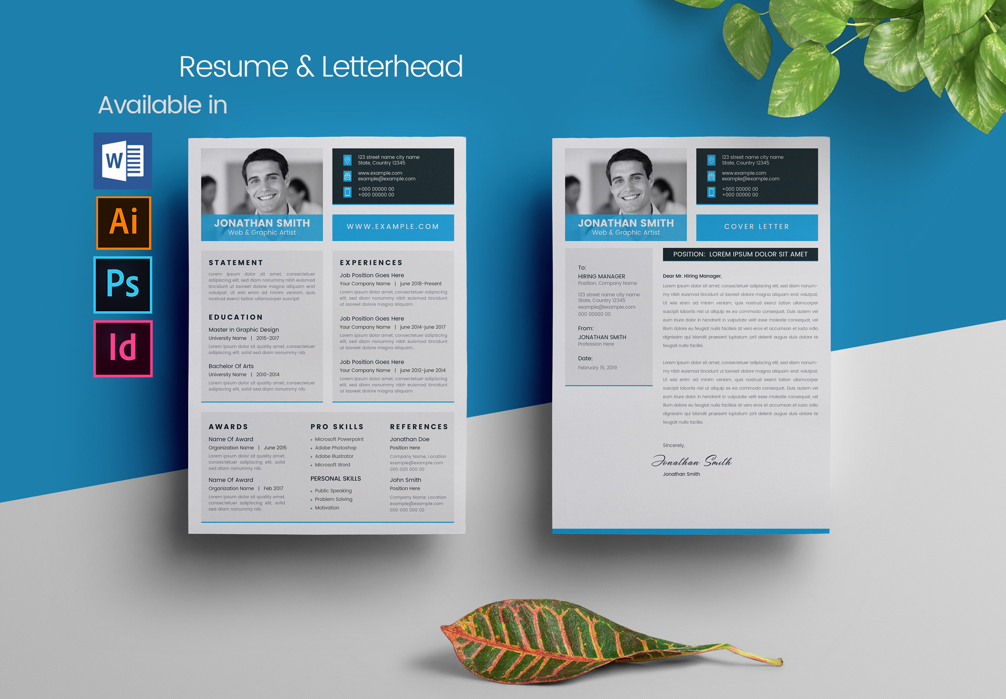 Word CV/Resume and Letterhead, a Resume Template by Cristal Pioneer