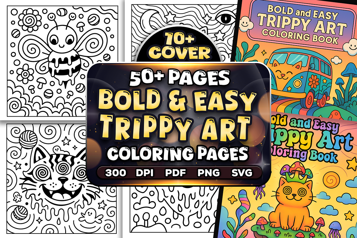 Bold Easy Trippy Art Coloring Pages, an Animal Illustration by Craftsbeefy (Photo 1 of 4)