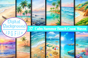 Calm Summer Beach Coast Digital, a Background Photo by Wow Magic