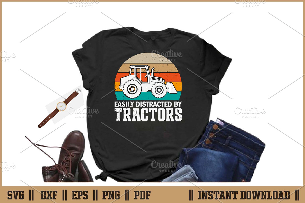 Easily Distracted By Tractors SVG, an Illustration by Handy Arts Studio (Photo 2 of 3)