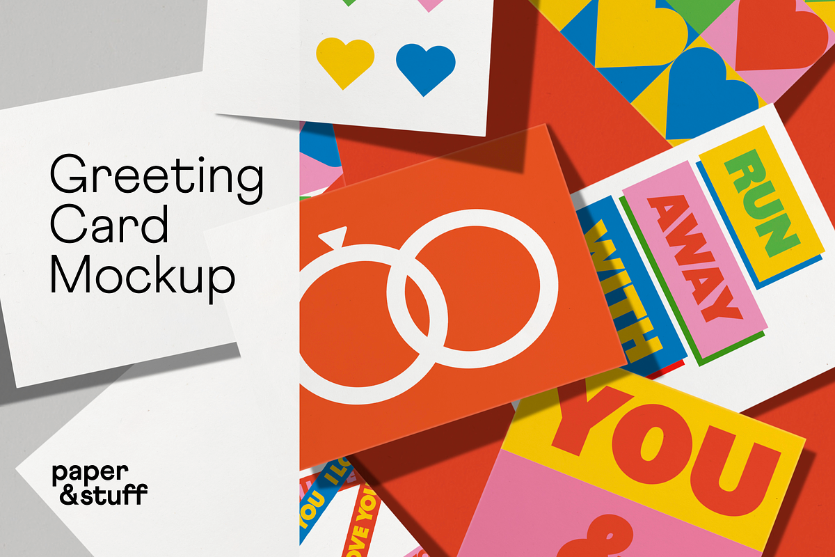 Greeting Card Pile Mockup (A2 Size), a Print Template by paper&stuff (Photo 1 of 5)
