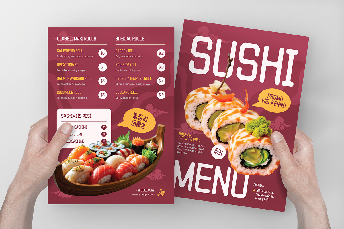 Japanese Sushi Menu, a Flyer Template by Annora Studio (Photo 4 of 6)