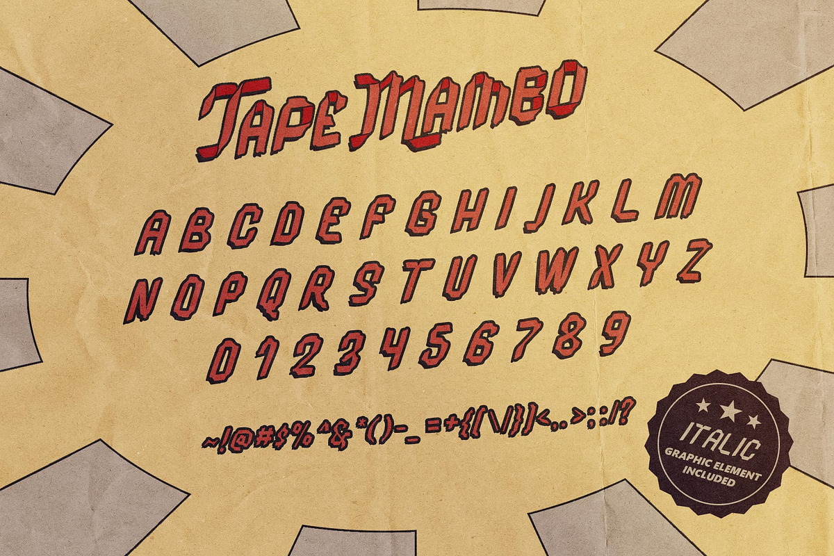Tape Mambo Typeface, a Symbol Font by alit design (Photo 12 of 15)