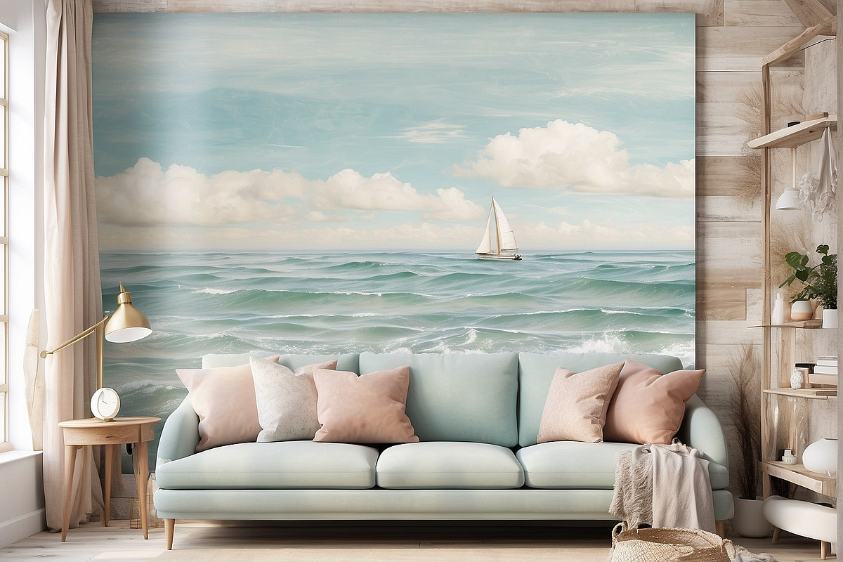 Seascape Oil Painting 'Sailboat', a Background Graphic by by creative paper (Photo 11 of 16)