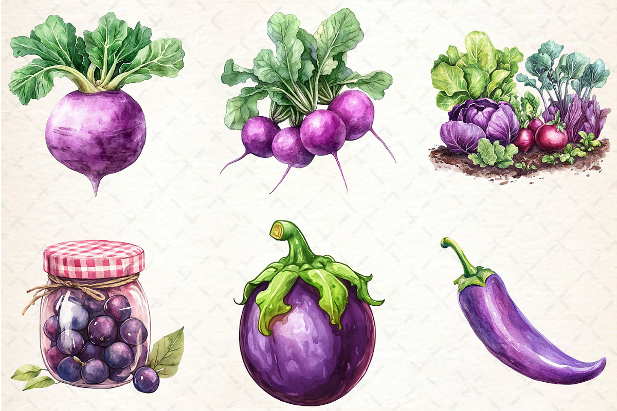 Watercolor Purple Fruit Clipart, an Illustration by Libby Wishes (Photo 3 of 5)