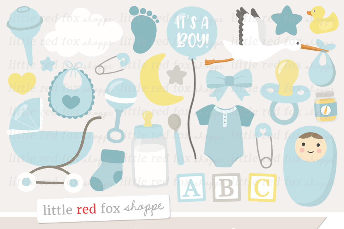 New Baby Boy Clipart, a Food Illustration by Little Red Fox Shoppe