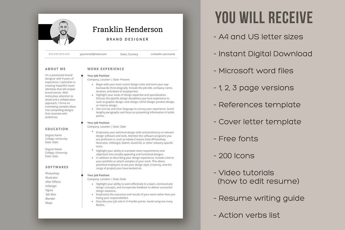 Creative Resume | CV for designer, a Resume Template by aivos (Photo 6 of 7)