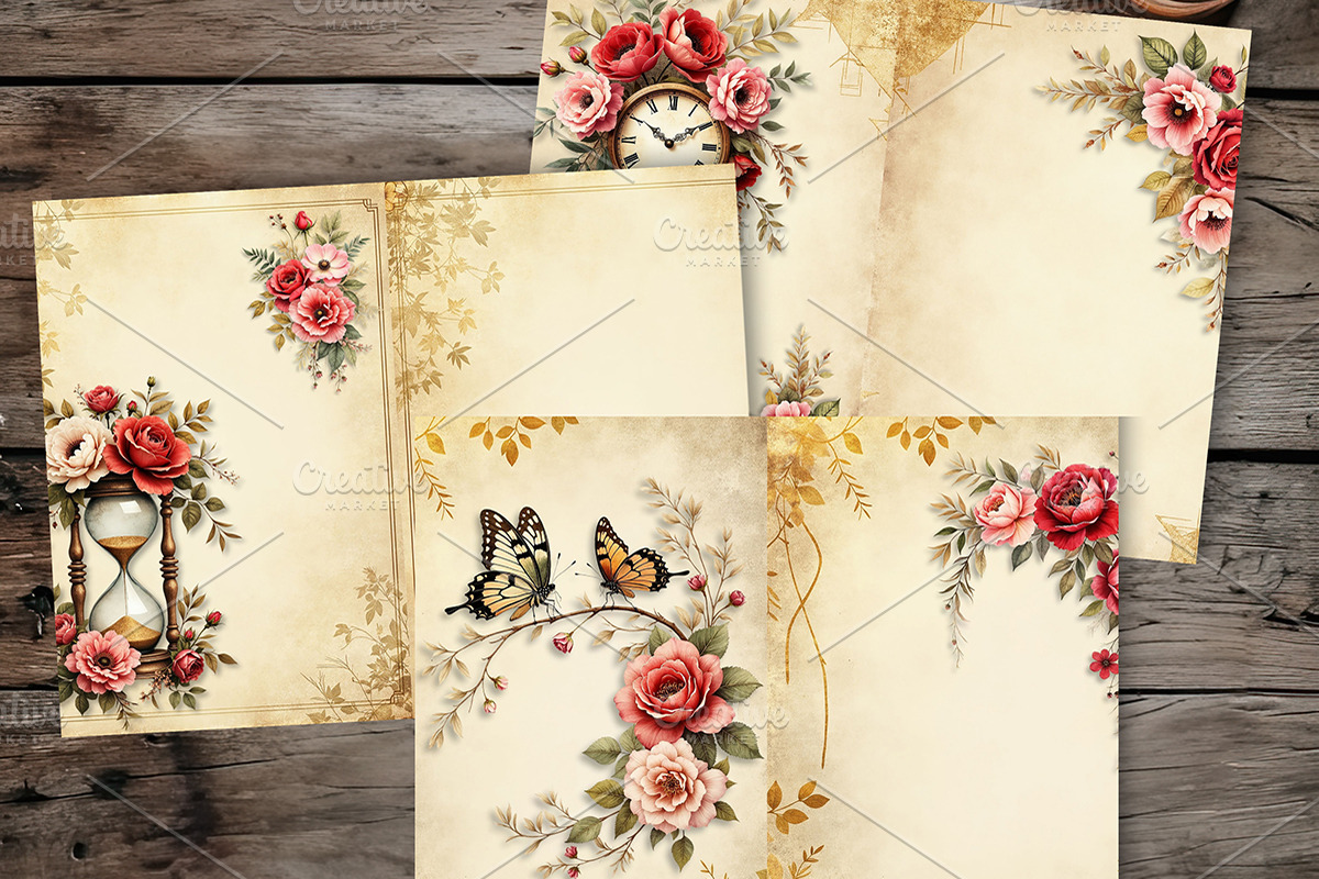 Romantic Roses Junk Journal Pages, a Decorative Illustration by GalaDesign03 (Photo 5 of 6)