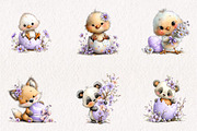 Whimsical Easter Animals Clipart, an Illustration by CreationArt (Thumbnail 5 of 7)