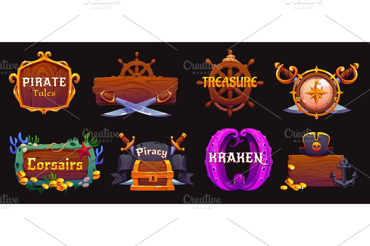 Pirate heraldry icons game asset, a Decorative Illustration by Vector Tradition (Photo 2 of 3)