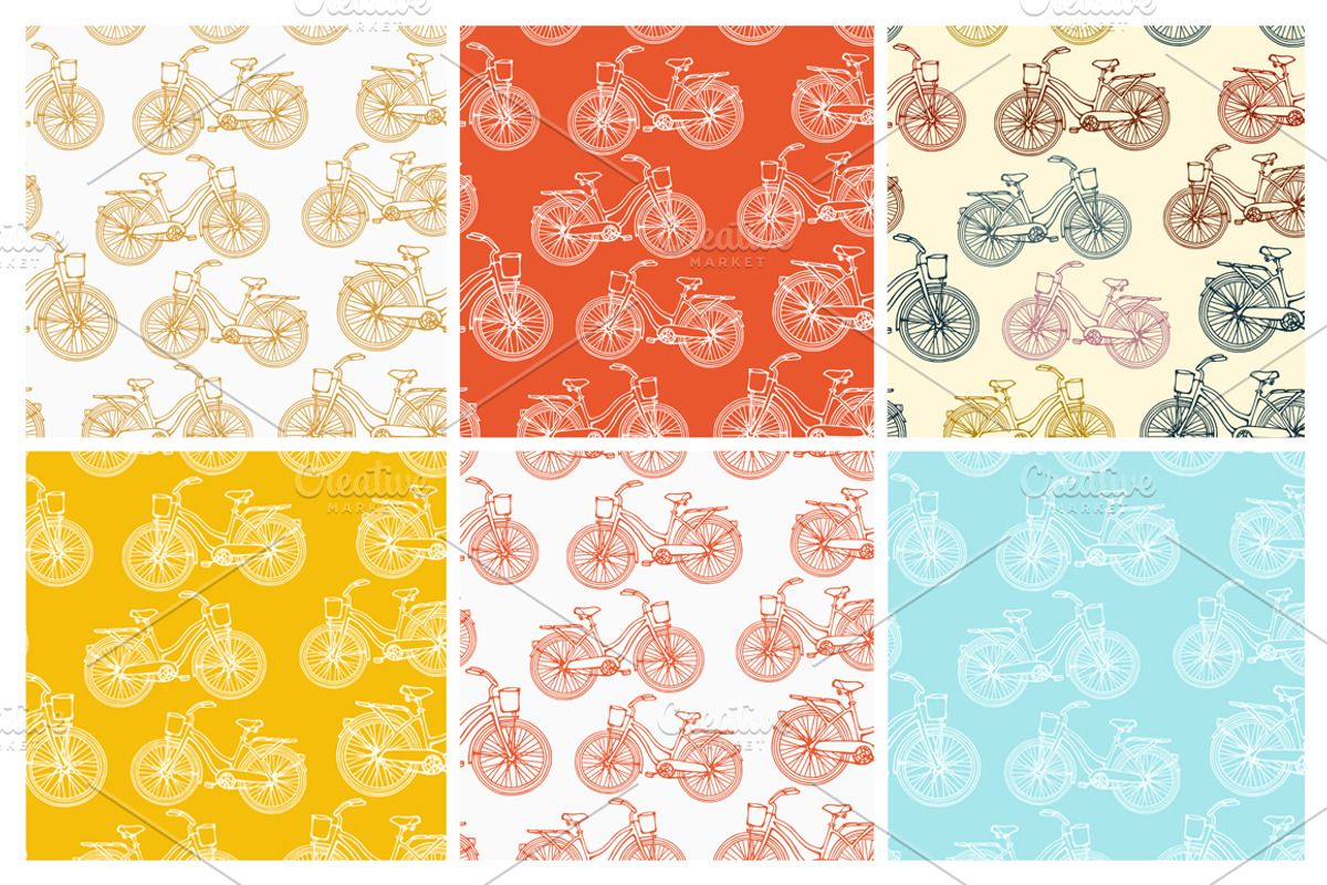 28 Bicycles seamless patterns set, a Pattern Graphic by IreneArt illustrations (Photo 3 of 5)