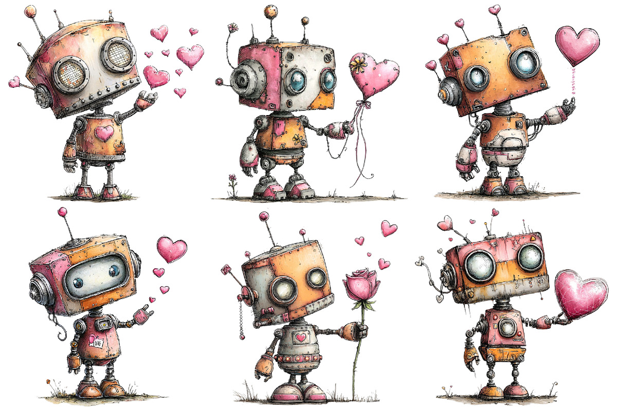 Robot Digital Valentine's Day, an Illustration by Pixels.Craft (Photo 3 of 5)