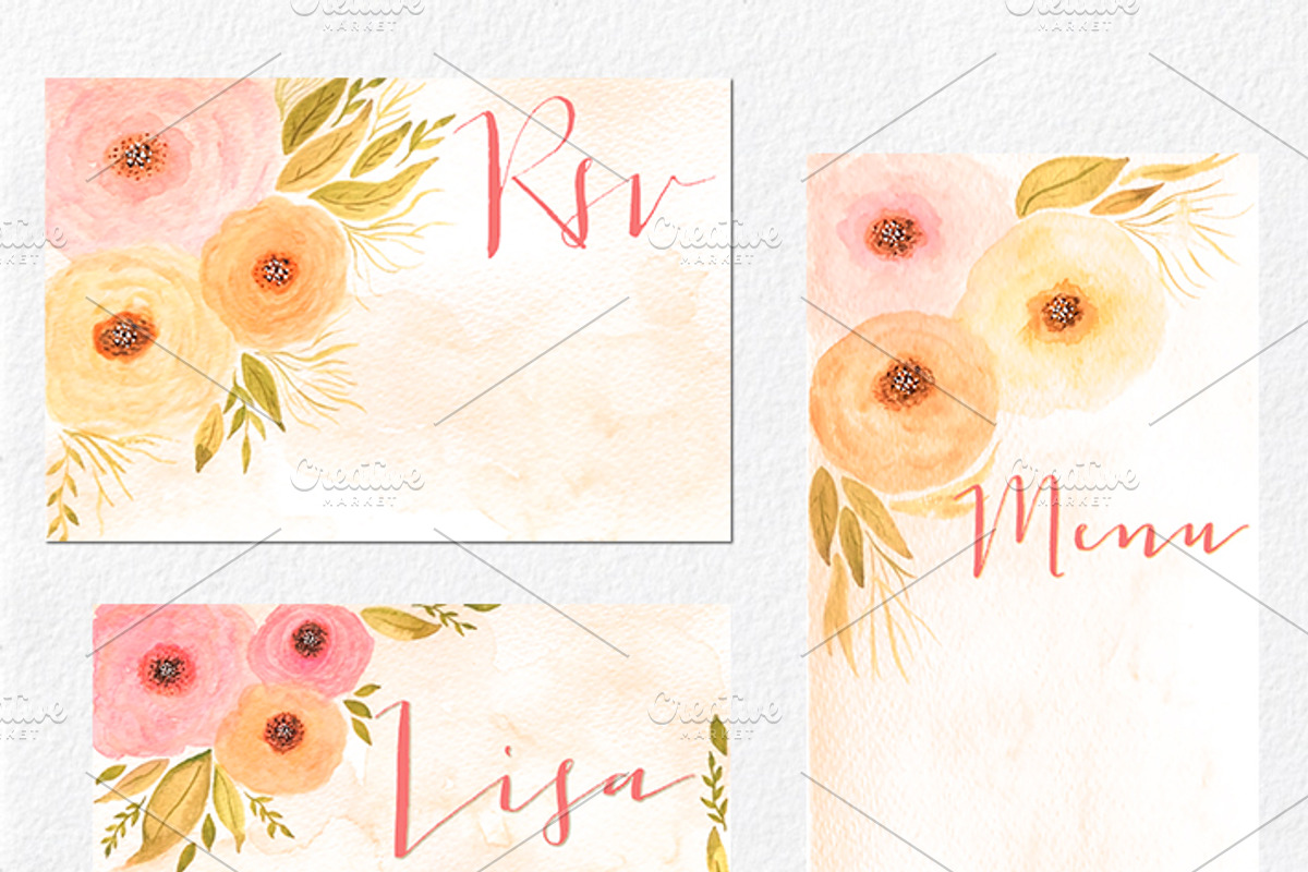 NUDE - 36 Watercolor Floral Elements, an Illustration by Li Zamperini (Photo 3 of 4)