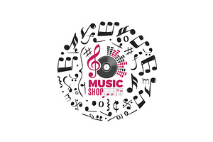 Music circles. design temple in, an Illustration by Onyx