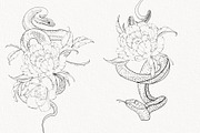 Procreate Snake stamps with flowers., a Brush Add-On by AnnaPolitmerskaja (Thumbnail 3 of 8)