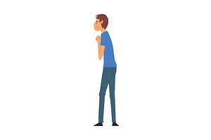 Young Man Standing Back and Looking, a Person Illustration by TopVectors