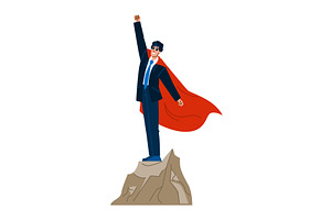 Businessman superhero standing on, a Finance Illustration by pikepicture