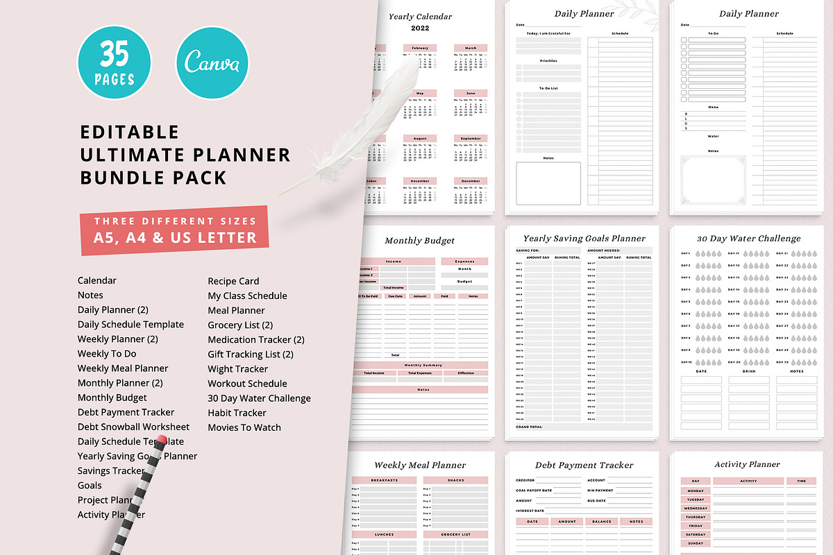 Canva Ultimate Planner Bundle Vol.33, a Stationery Template by Amit Debnath