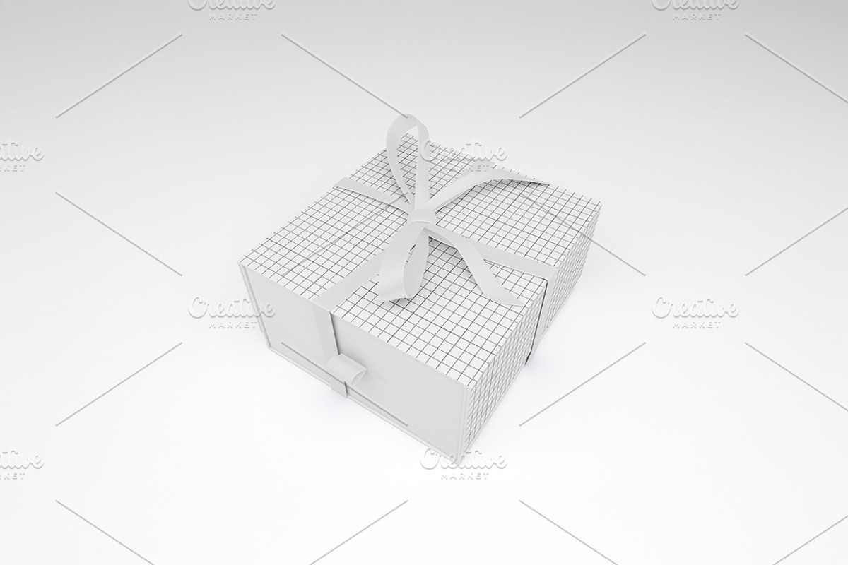 Gift Box With Ribbon Mockup, a Packaging Mockup by Qaleb Studio (Photo 2 of 3)