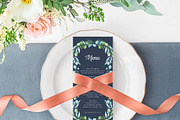 Greenery Foliage Frame on Blue, an Invitation Template by Inkpower (Thumbnail 5 of 7)