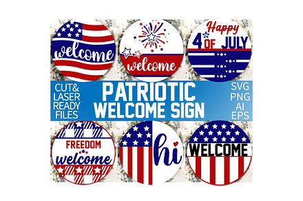 Patriotic Welcome Sign SVG Bundle