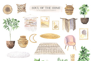 Boho Home Interior Clipart