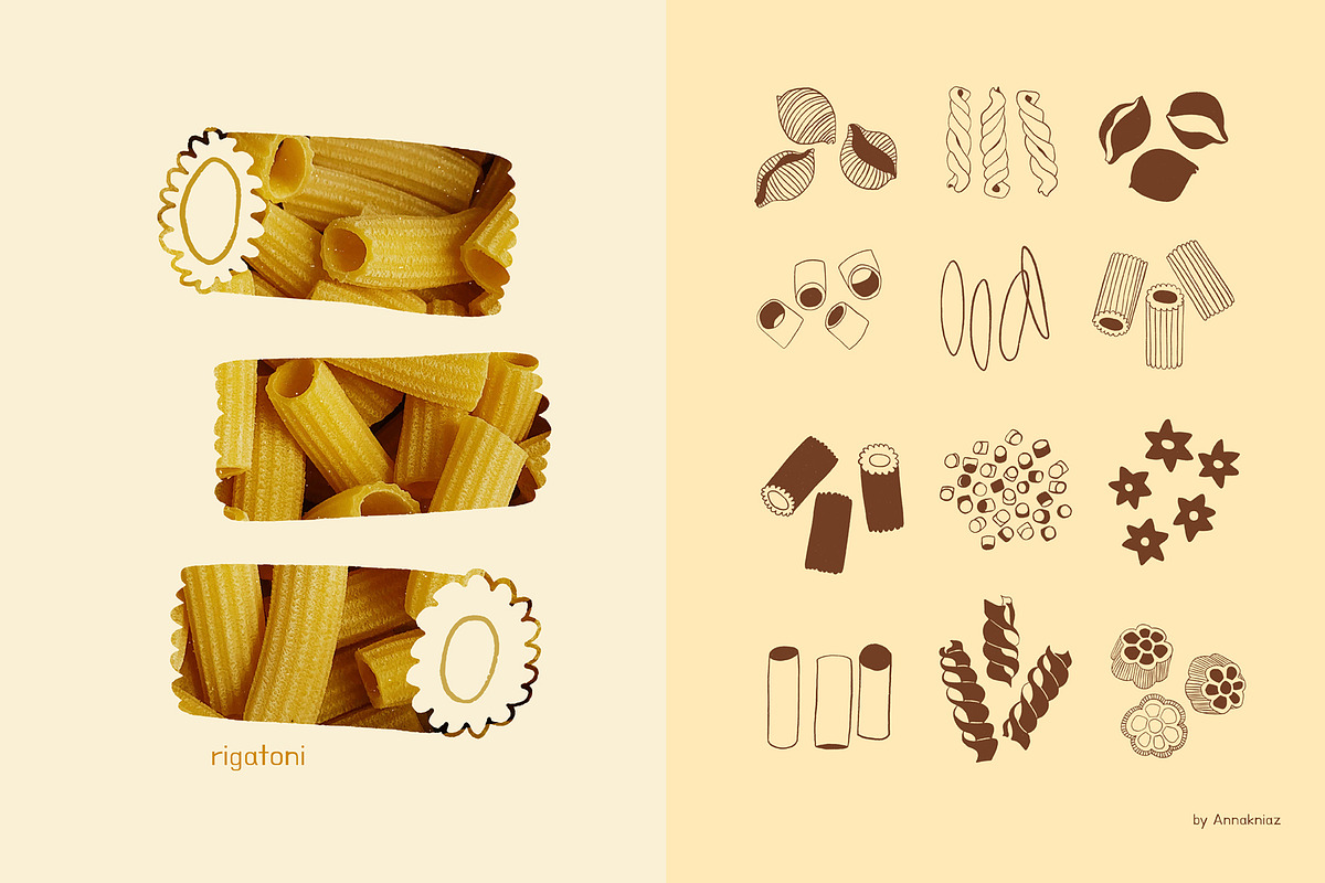 Pasta La Pasta. Food illustrations., a Food Illustration by Annakniaz (Photo 3 of 18)