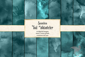 Seamless Teal Watercolor Textures