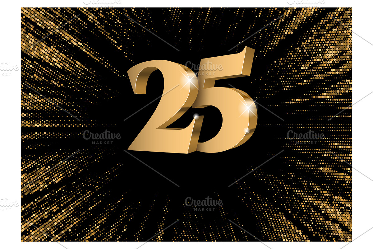 Anniversary 25. Card gold 3d numbers, a Decorative Illustration by Sunny (Photo 2 of 2)